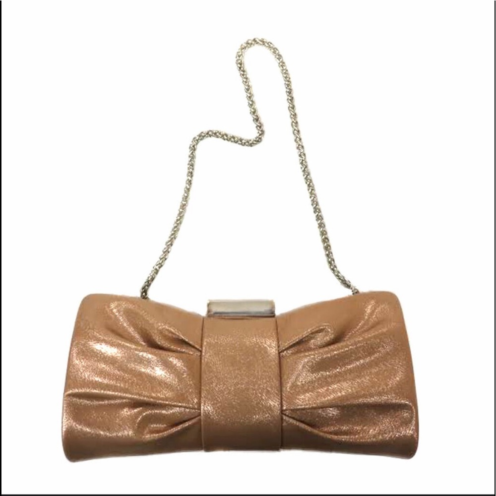 Textured Bronze Metallic Bow Clutch,NWT - Picture 4 of 4